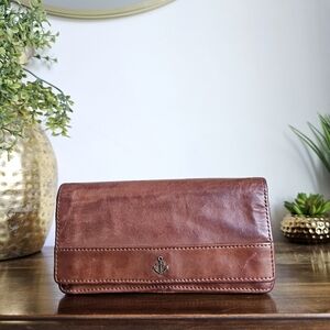 Harbour 2nd Luja Brown Cognac Coin Pocket Card Slots Genuine Leather Wallet